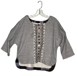 Marketplace hand work of India gray printed women’s top size PM